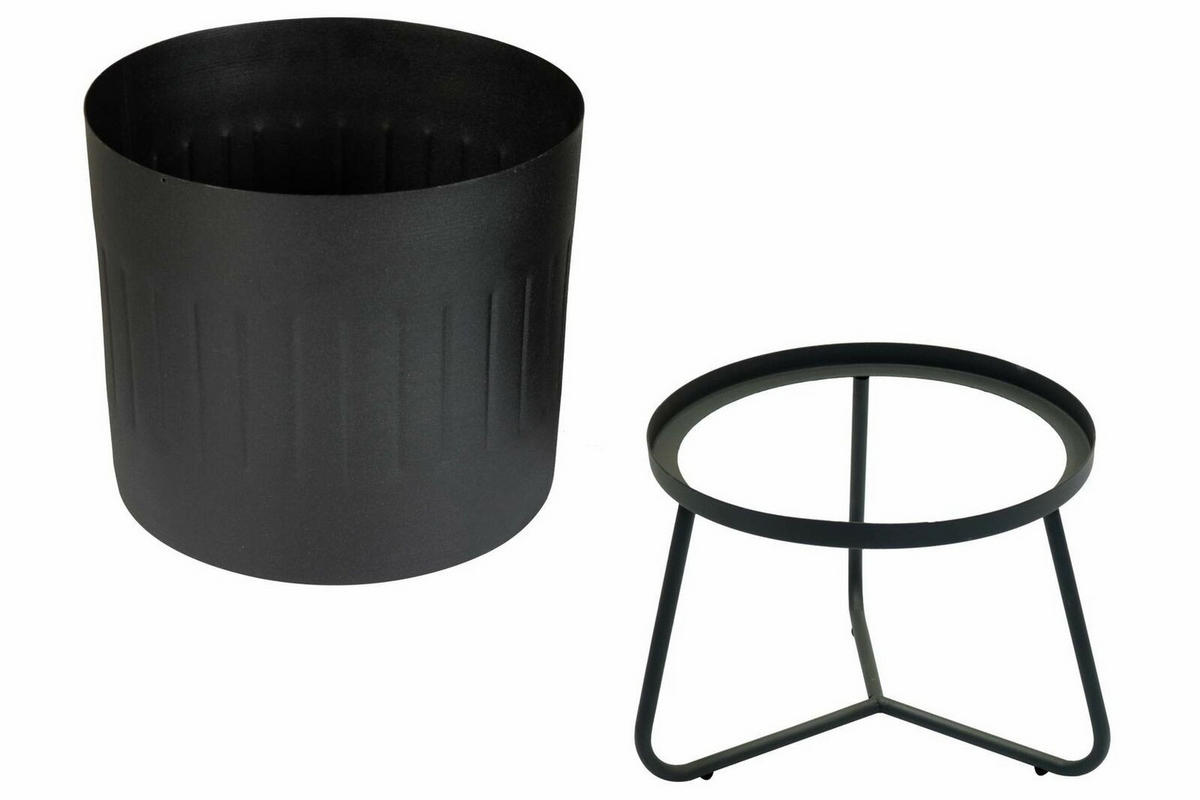 ÜBERTOPF-SET  4-teilig  - Schwarz, Basics, Kunststoff/Metall - Atrigo
