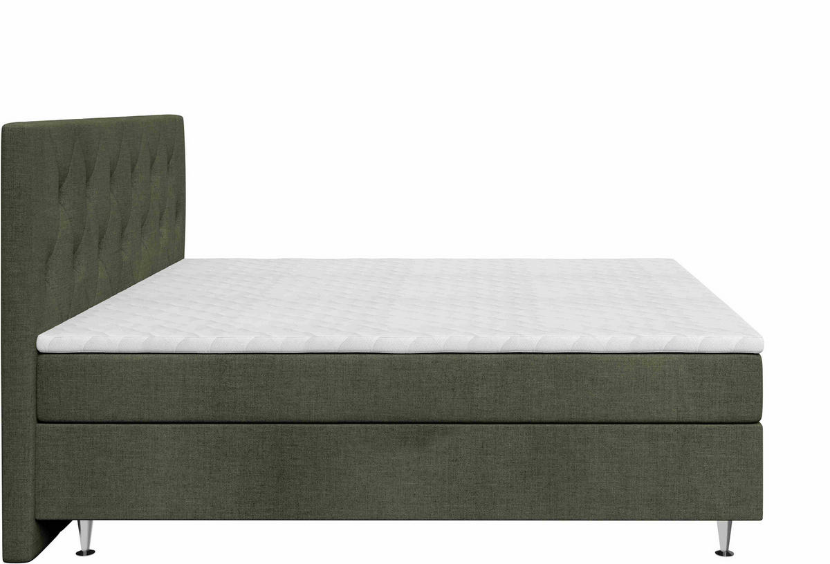 BOXSPRINGBETT 160/200 cm  Dunkelgrün  - Dunkelgrün/Silberfarben, Konventionell, Textil/Metall (160/200cm) - Chameo