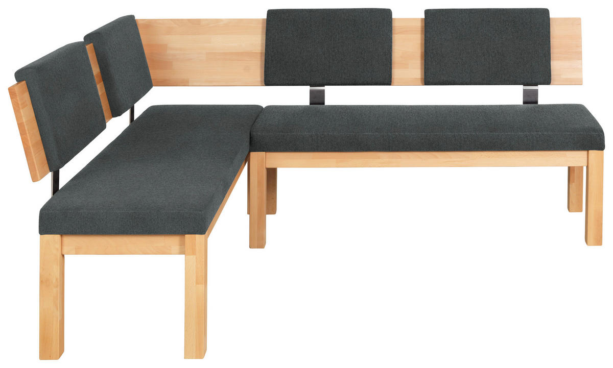ECKBANK 160/200 cm  in Grau, Buchefarben  - Buchefarben/Grau, Natur, Holz/Textil (160/200cm) - Cantus