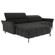 ECKSOFA Anthrazit Flachgewebe Rücken echt, Kopfteilverstellung, Sitztiefenverstellung  - Anthrazit/Schwarz, KONVENTIONELL, Textil/Metall (175/272cm) - Carryhome