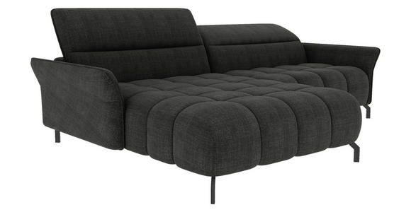 ECKSOFA Anthrazit Flachgewebe Rücken echt, Kopfteilverstellung, Sitztiefenverstellung  - Anthrazit/Schwarz, KONVENTIONELL, Textil/Metall (175/272cm) - Carryhome