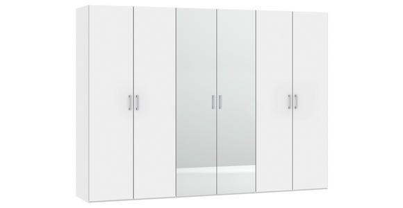 DREHTÜRENSCHRANK  in Weiß  - Chromfarben/Weiß, Design, Glas/Holzwerkstoff (303/215/59cm) - Carryhome