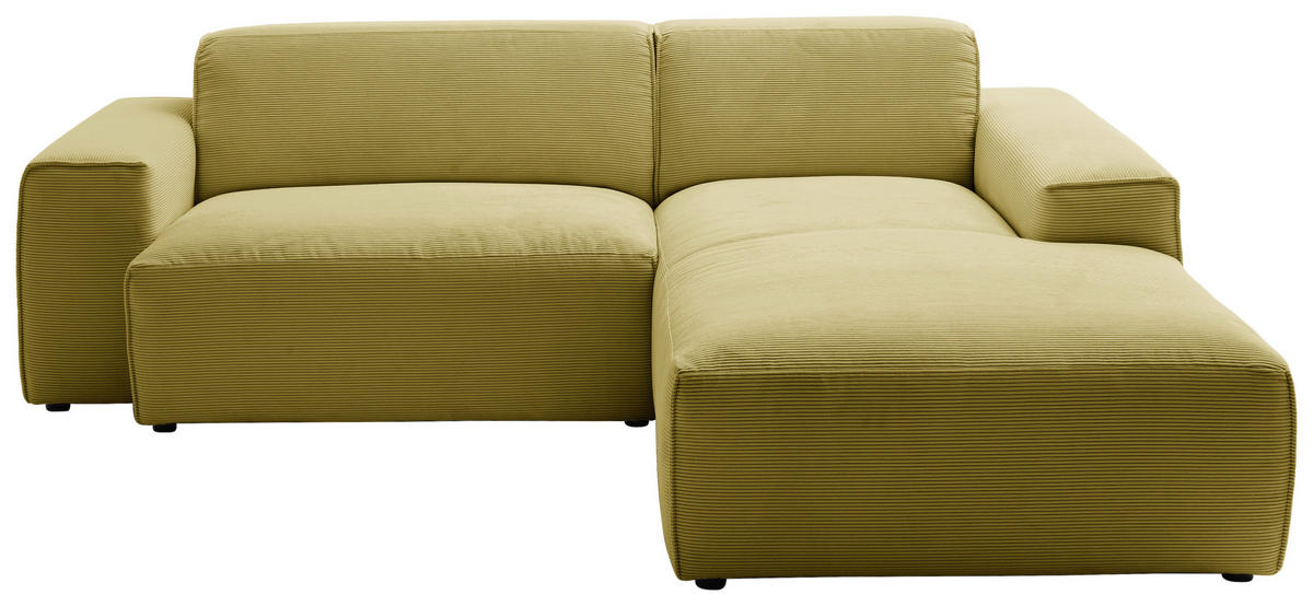 ECKSOFA in Cord Gelb, Grün  230/189 cm  - Gelb/Schwarz, Design, Kunststoff/Textil (230/189cm) - Pure Home Lifestyle