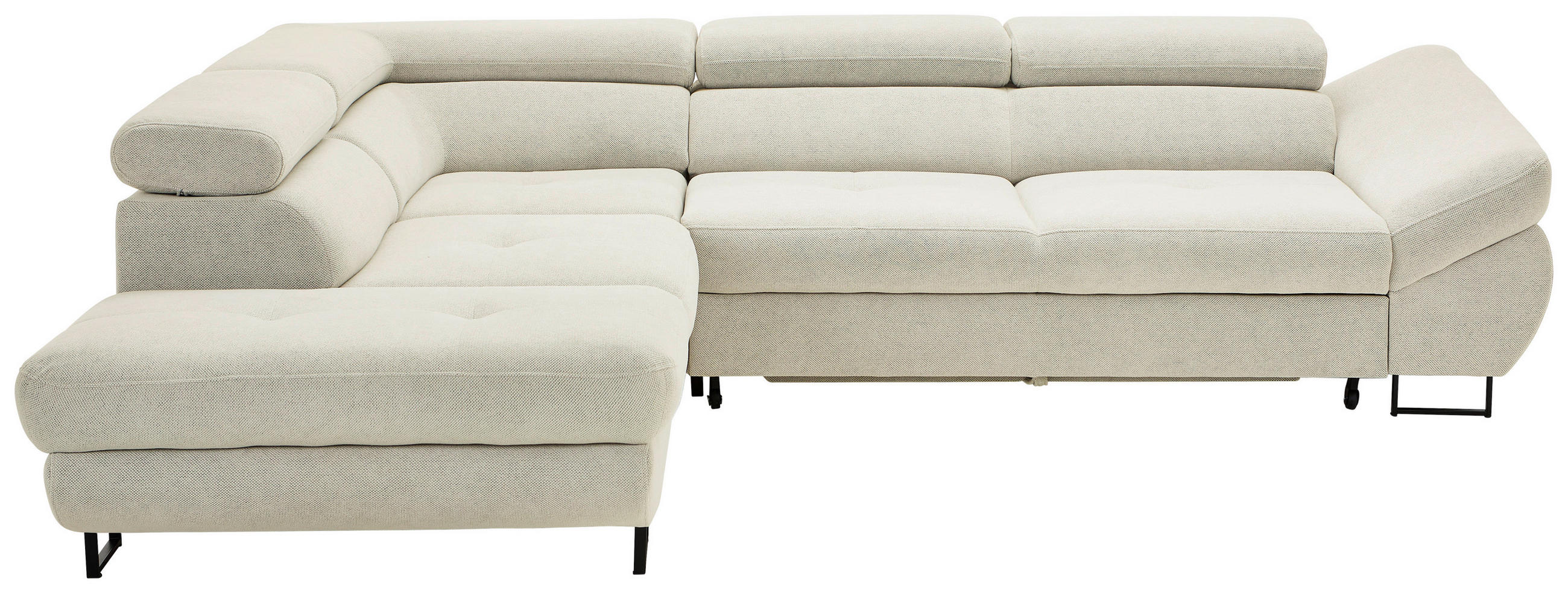 ECKSOFA in Webstoff Beige  - Beige/Schwarz, Design, Textil/Metall (235/280cm) - Hom`in