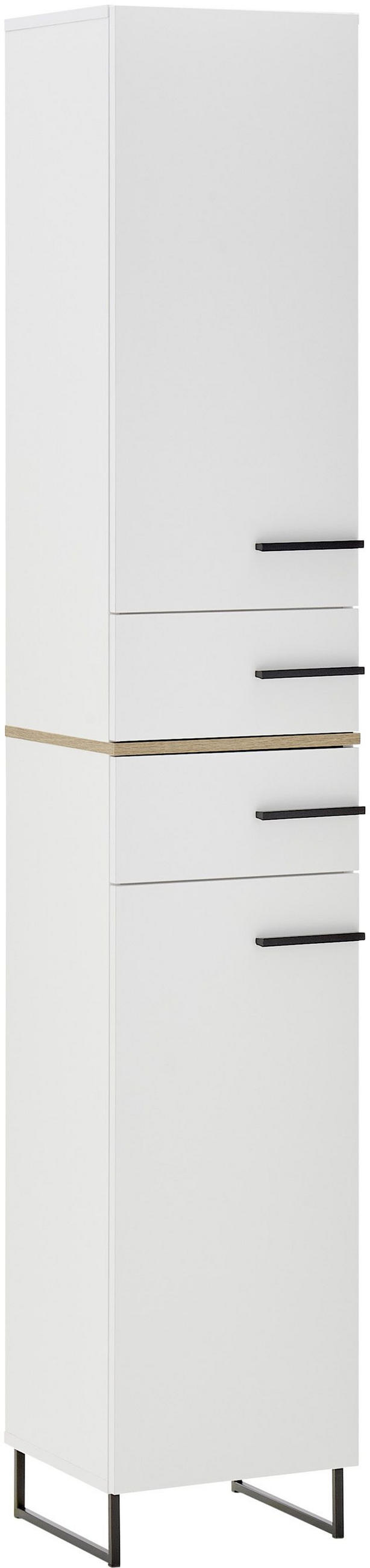 home24 Hochschrank Palermo Weiß, Eiche 35x194x33 cm