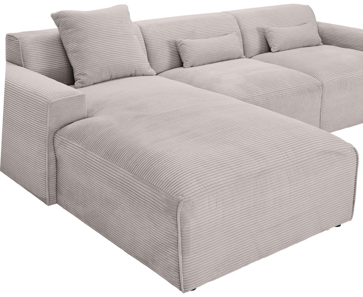 ECKSOFA in Cord Taupe  - Taupe/Schwarz, Design, Kunststoff/Textil (196/303cm) - Livetastic