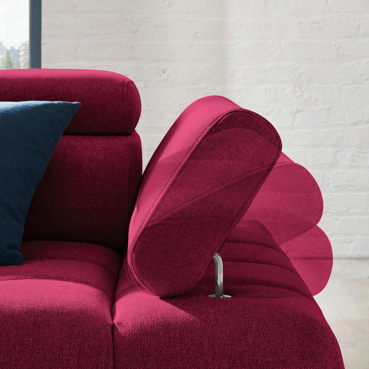 ECKSOFA in Webstoff Rot  - Rot/Schwarz, Design, Textil/Metall (223/263cm) - Welnova