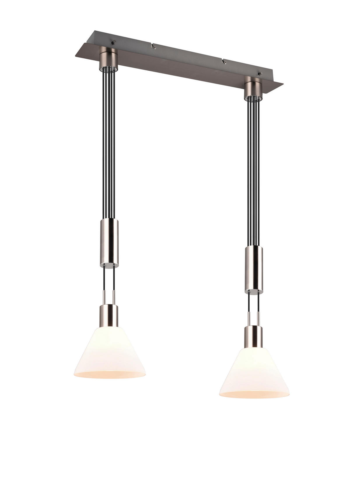 HÄNGLAMPA Stanley 19/55/160 cm  - vit/nickelfärgad, Klassisk, metall/glas (19/55/160cm) - Trio Leuchten