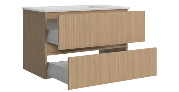 WASCHTISCHKOMBI 80 cm - Eichefarben/Weiß, KONVENTIONELL, Keramik/Holzwerkstoff (80cm) - Xora