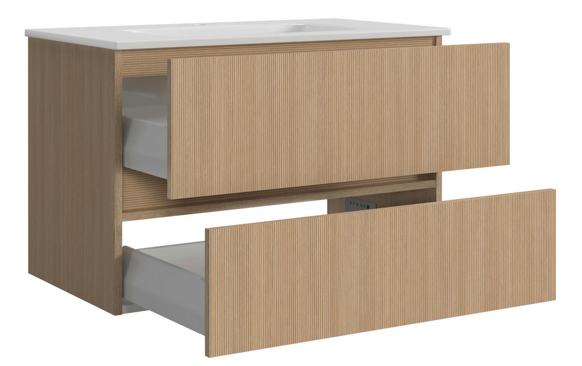 WASCHTISCHKOMBI 80 cm  - Eichefarben/Weiß, KONVENTIONELL, Keramik/Holzwerkstoff (80cm) - Xora