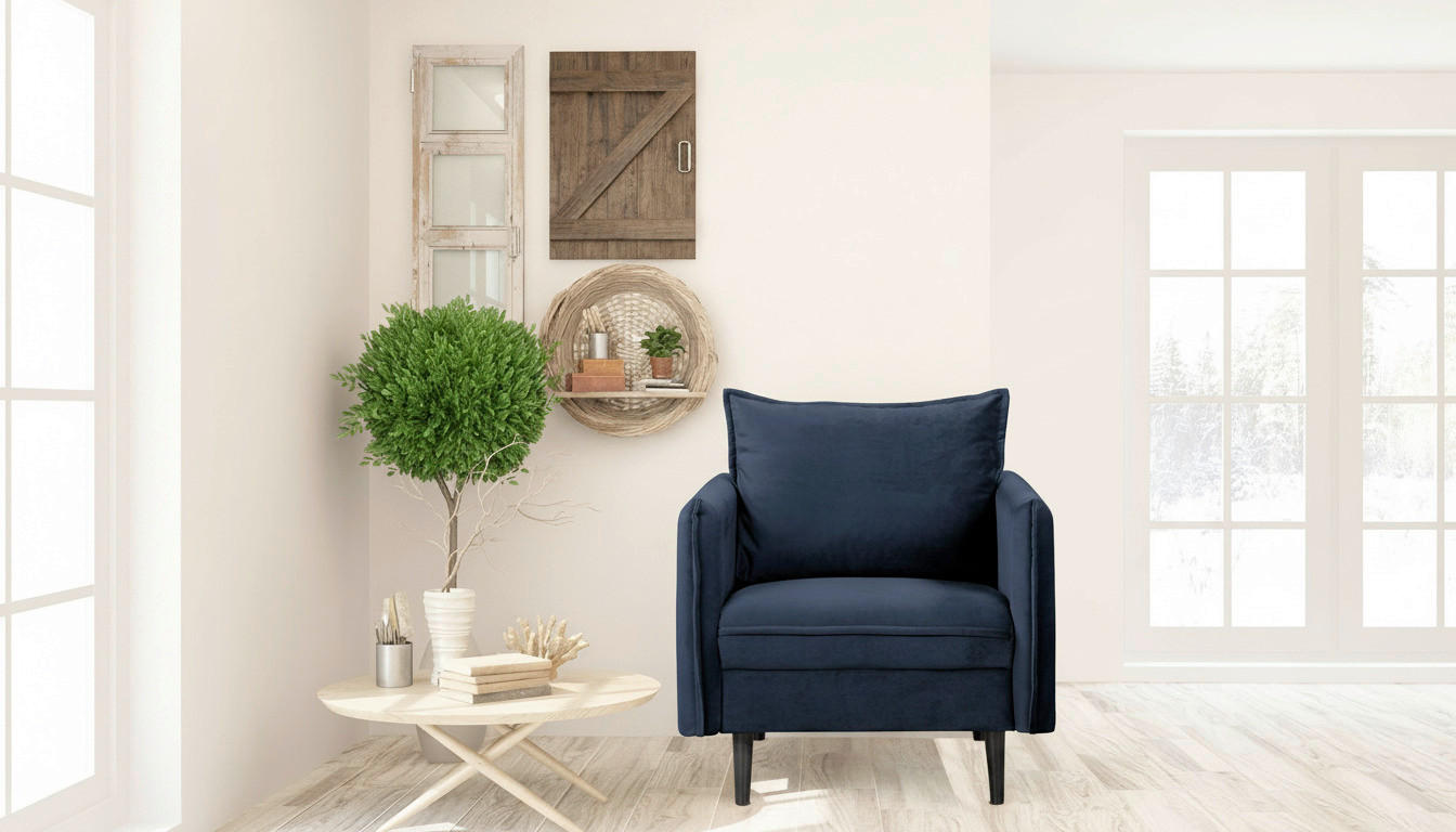 SESSEL in Samt Dunkelblau  - Schwarz/Dunkelblau, Design, Holz/Textil (74/86/100cm) - P & B