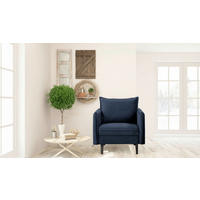 SESSEL in Samt Dunkelblau  - Schwarz/Dunkelblau, Design, Holz/Textil (74/86/100cm) - P & B