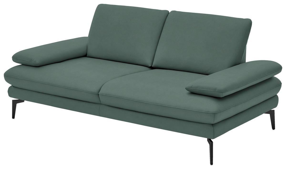 2,5-SITZER in Echtleder Opal  - Opal/Schwarz, Design, Leder/Metall (196/86/104cm) - Dieter Knoll