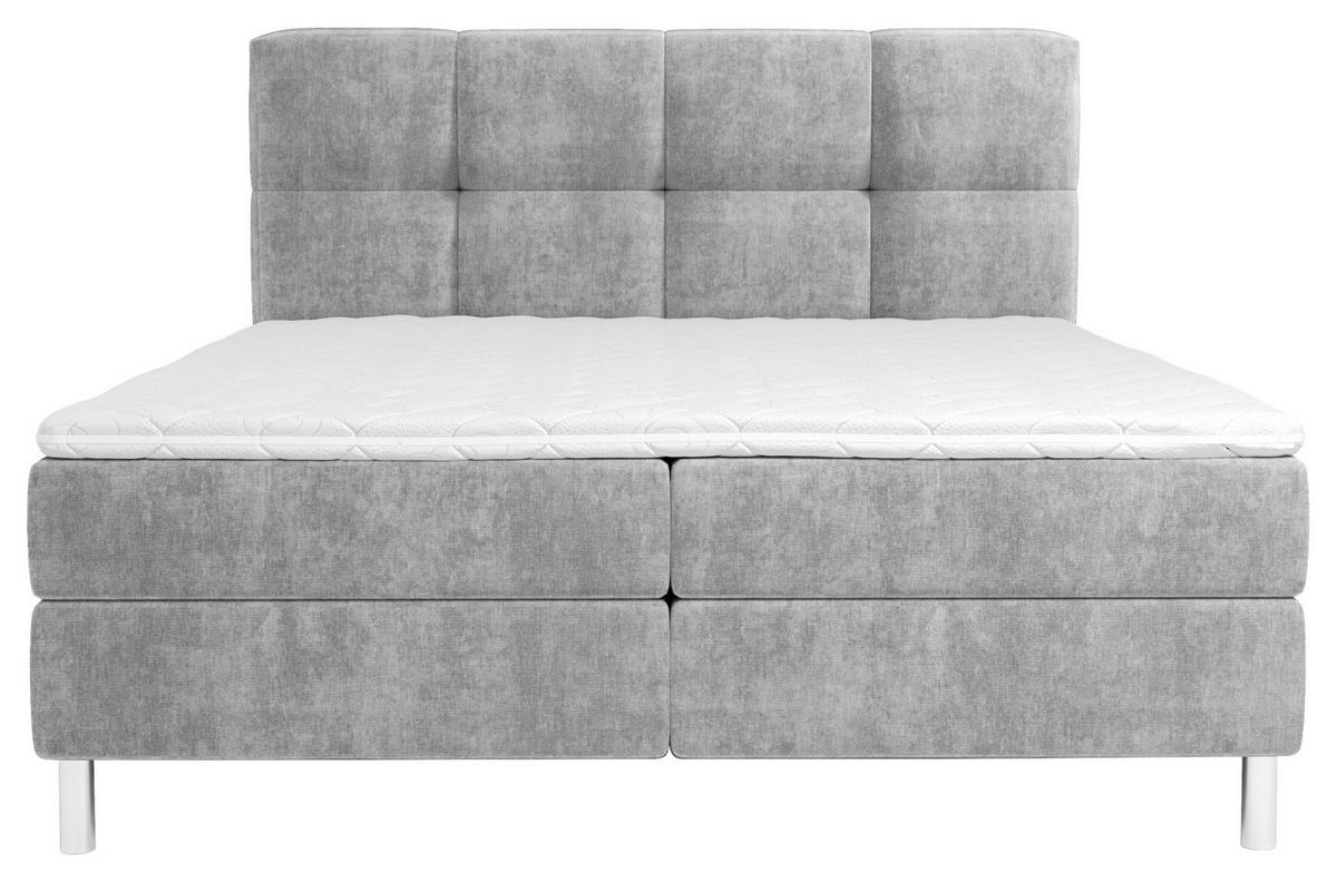 BOXBETT 180/200 cm  in Hellgrau  - Chromfarben/Hellgrau, Modern, Holz/Holzwerkstoff (180/200cm) - Esposa