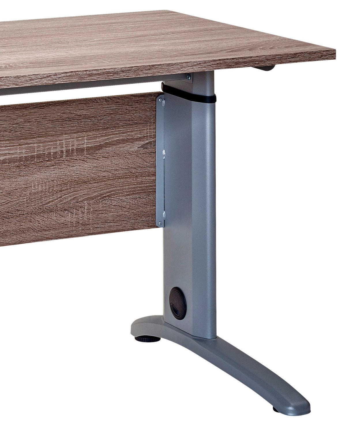 SCHREIBTISCH 140/65/91-109,5 cm Eichefarben höhenverstellbar, in verschiedenen Holz-Dekoren erhältlich mechanisch höhenverstellbar  - Eichefarben/Silberfarben, Basics, Holzwerkstoff/Metall (140/65/91-109,5cm) - MID.YOU