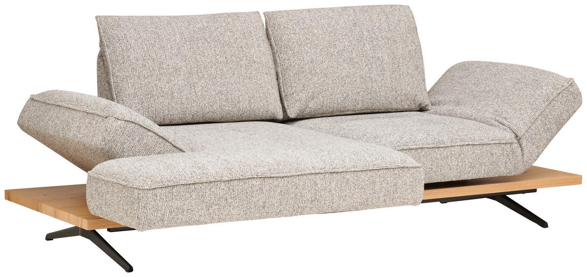 ECKSOFA in Chenille Beige  - Beige/Schwarz, Design, Holz/Textil (132/240cm) - Koinor