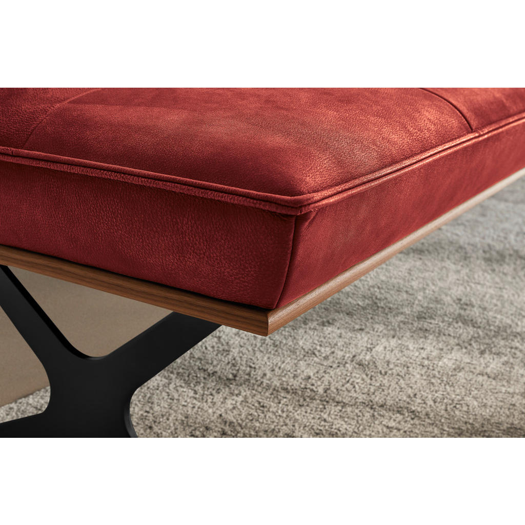 Thumbnail - Koinor Sitzbank, Rot, Schwarz, Holz, Metall, Leder, Echtleder, Büffelleder, Nussbaum, furniert, 3-Sitzer, 214x88x66 cm, ...