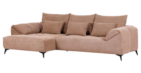 ECKSOFA in Cord Altrosa  - Schwarz/Altrosa, KONVENTIONELL, Textil/Metall (176/311cm) - Carryhome