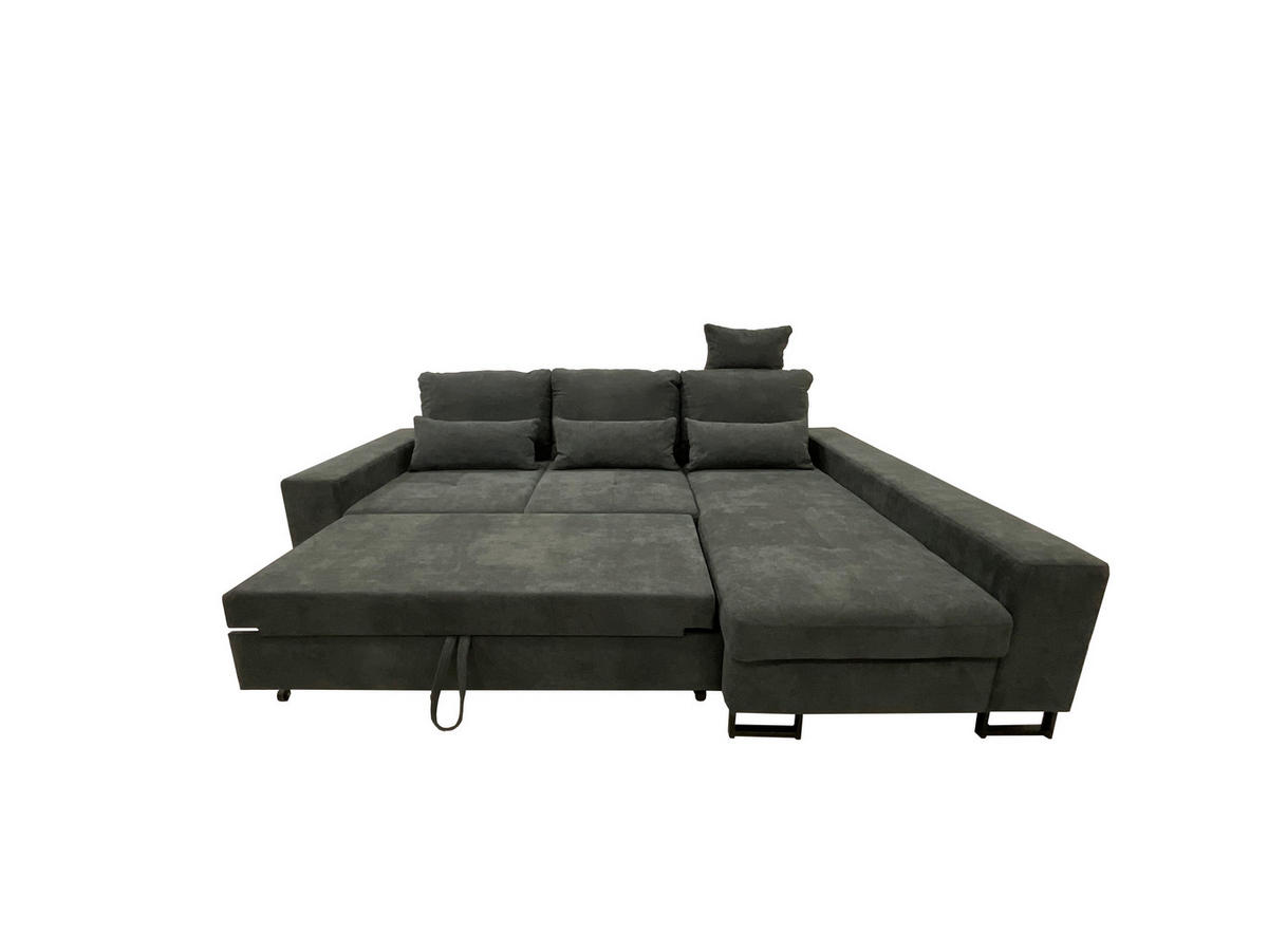 SJEDEĆA GARNITURA tekstil  tamno siva   - tamno siva/crna, Moderno, tekstil/metal (260/192cm)