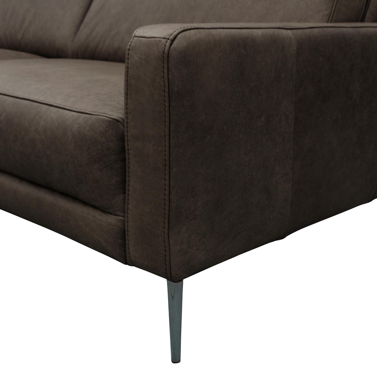 2-SITZER-SOFA Fango Echtleder  - Fango/Schwarzchrom, Design, Leder/Metall (157/85/92cm) - Livetastic