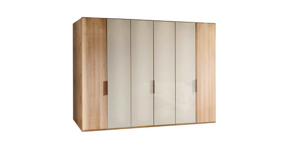 DREHTÜRENSCHRANK in Champagner, Eiche Bianco - Schieferfarben/Eiche Bianco, KONVENTIONELL, Glas/Holz (300/216/58cm) - Venda