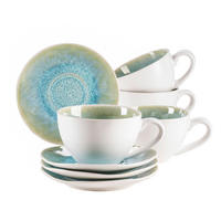 KAFFESERVIS Frozen 8 delar  - grön, Basics, keramik (13,5/6,5/10cm) - Mäser