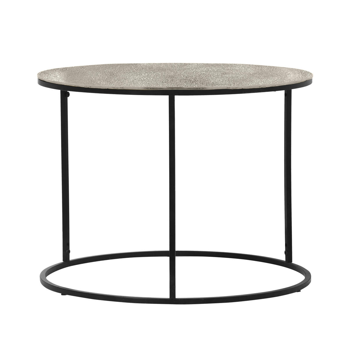 BEISTELLTISCH 60/60/46 cm Schwarz, Silberfarben rund  - Silberfarben/Schwarz, Design, Metall (60/60/46cm) - Boxxx