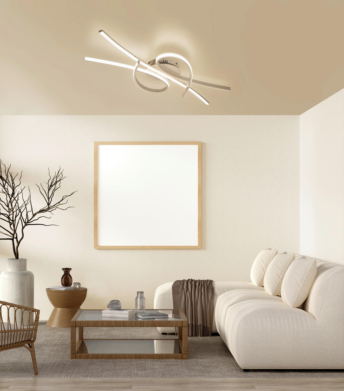 LED-DECKENLEUCHTE 44/100 cm   - Sandfarben, Design, Metall (44/100cm)
