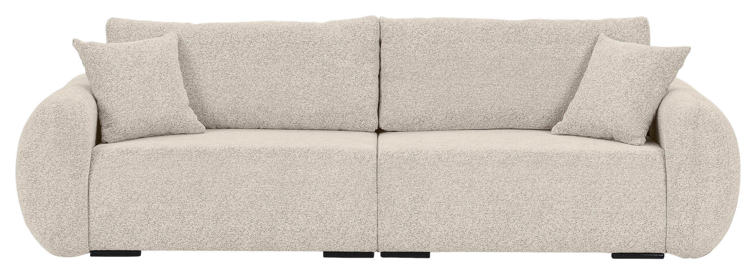 SCHLAFSOFA Flachgewebe Beige  inkl. Zierkissen, Rückenkissen, Bettkasten, Schlaffunktion, Rücken echt, Liegefläche im Originalstoff  - Beige/Schwarz, KONVENTIONELL, Kunststoff/Textil (250/74/92cm) - Carryhome
