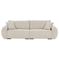 SCHLAFSOFA Flachgewebe Beige  inkl. Zierkissen, Rückenkissen, Bettkasten, Schlaffunktion, Rücken echt, Liegefläche im Originalstoff  - Beige/Schwarz, KONVENTIONELL, Kunststoff/Textil (250/74/92cm) - Carryhome