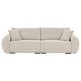 SCHLAFSOFA Flachgewebe Beige  inkl. Zierkissen, Rückenkissen, Bettkasten, Schlaffunktion, Rücken echt, Liegefläche im Originalstoff  - Beige/Schwarz, KONVENTIONELL, Kunststoff/Textil (250/74/92cm) - Carryhome