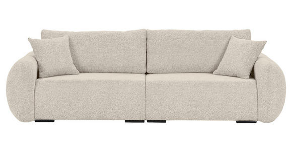 SCHLAFSOFA Flachgewebe Beige  inkl. Zierkissen, Rückenkissen, Bettkasten, Schlaffunktion, Rücken echt, Liegefläche im Originalstoff  - Beige/Schwarz, KONVENTIONELL, Kunststoff/Textil (250/74/92cm) - Carryhome