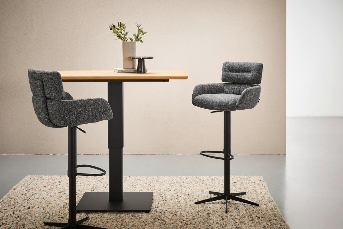 BARHOCKER Webstoff Schwarz, Dunkelgrau Eisen Sitzfläche 360° drehbar  - Dunkelgrau/Schwarz, Design, Textil/Metall (54/105/53cm) - Dieter Knoll