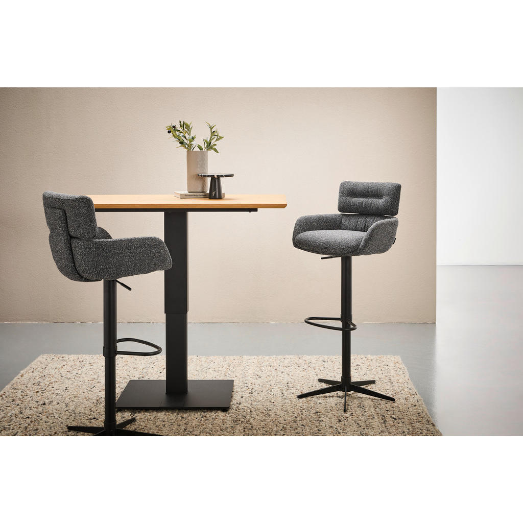 Thumbnail - Dieter Knoll Barhocker, Schwarz, Dunkelgrau, Metall, Textil, Drehkreuz, 54x105x53 cm, SGS-geprüft, Sitzfläche 360° drehb...