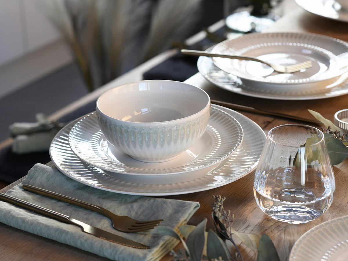 KOMBISERVICE Creme, Perlmutt Celadon Beige 16-teilig 4 Personen  - Perlmutt/Creme, Basics, Keramik - Creatable