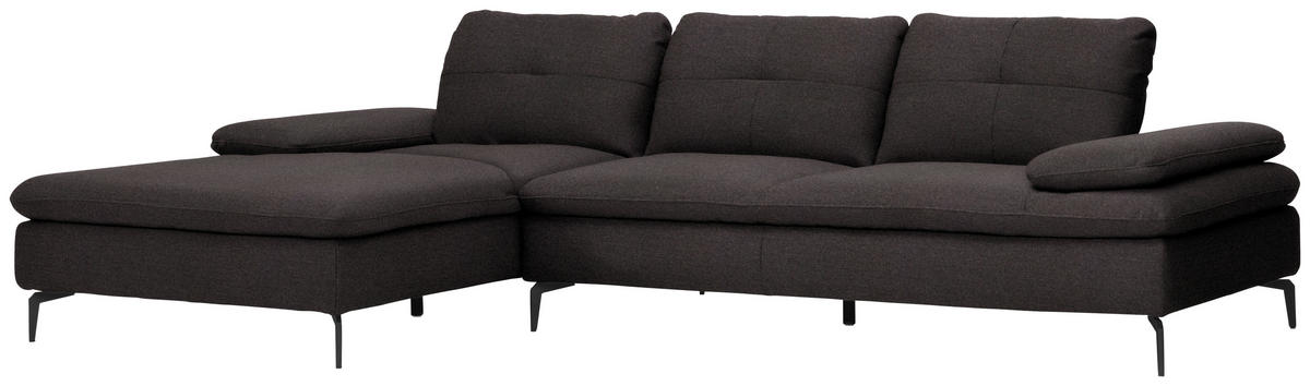 ECKSOFA in Webstoff Schwarz  - Schwarz, Design, Textil/Metall (179/301cm) - Chilliano