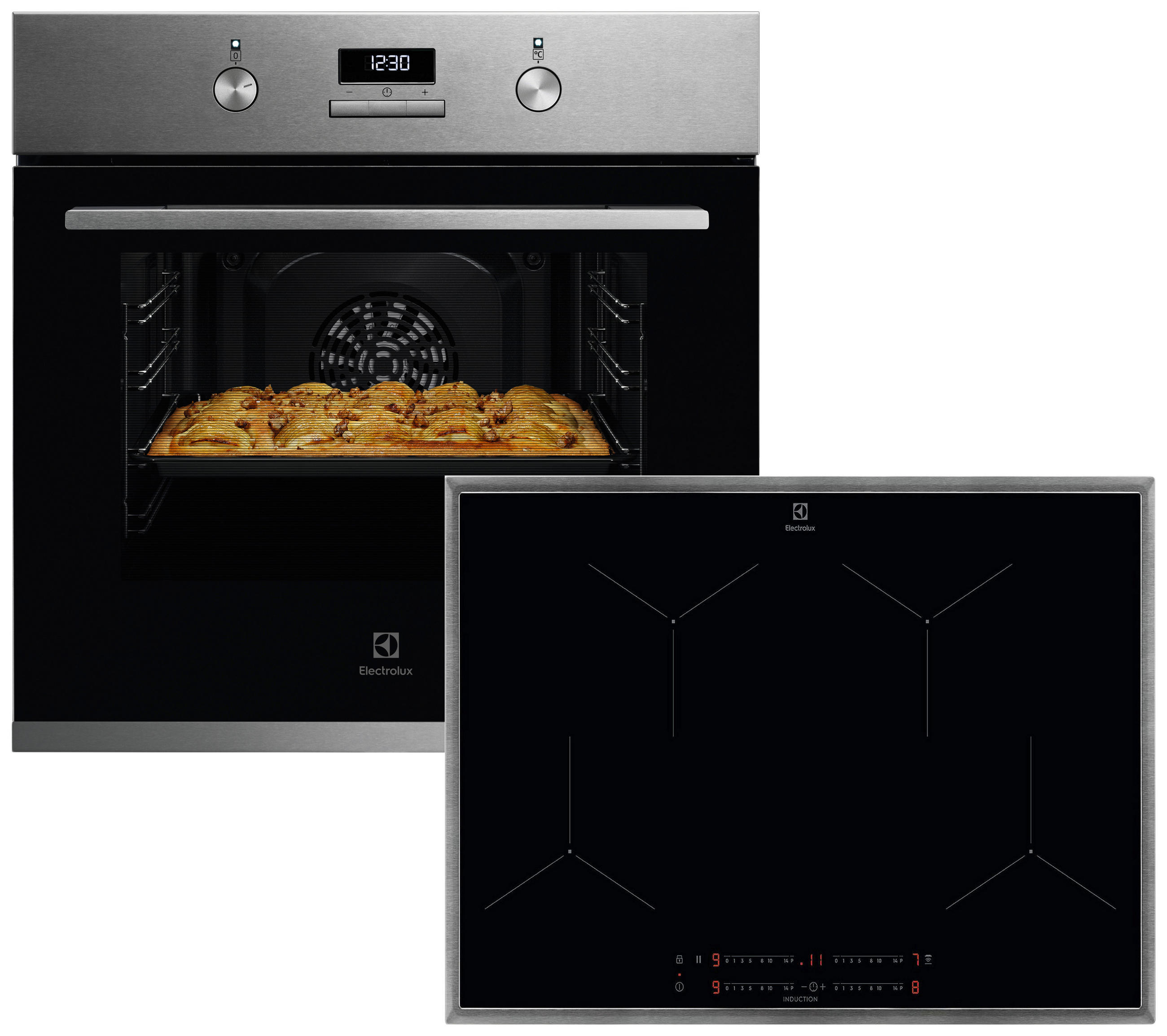 BACKOFENSET ELXB5X  - Edelstahlfarben/Schwarz, Basics, Glas/Metall (59,5/59,4/54,8cm) - Electrolux