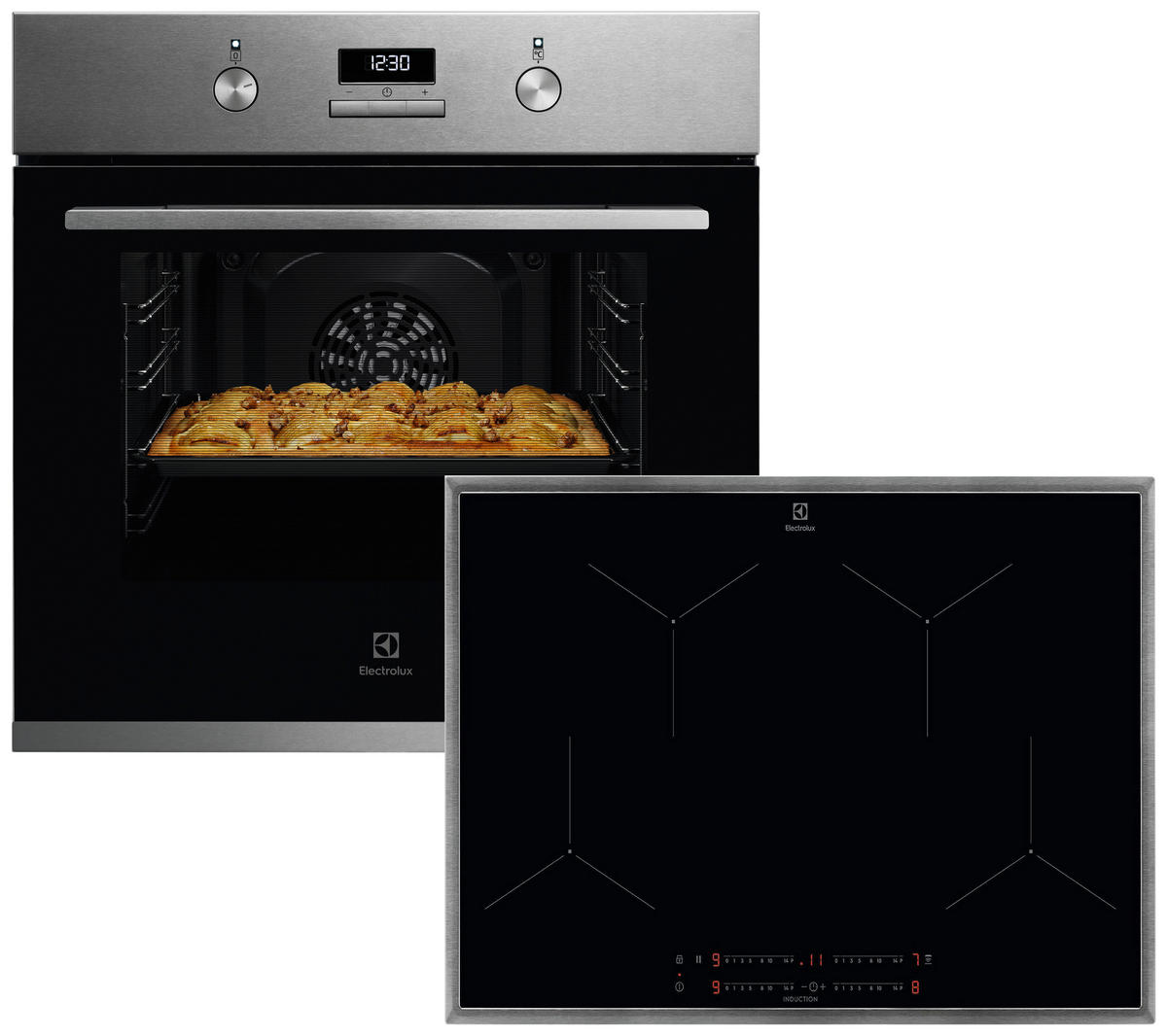 BACKOFENSET ELXB5X  - Edelstahlfarben/Schwarz, Basics, Glas/Metall (59,5/59,4/54,8cm) - Electrolux