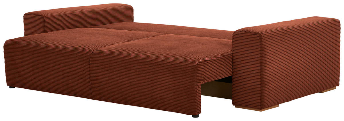 SCHLAFSOFA in Cord Kupferfarben  - Buchefarben/Schwarz, Konventionell, Holz/Kunststoff (255/86/123cm) - Livetastic