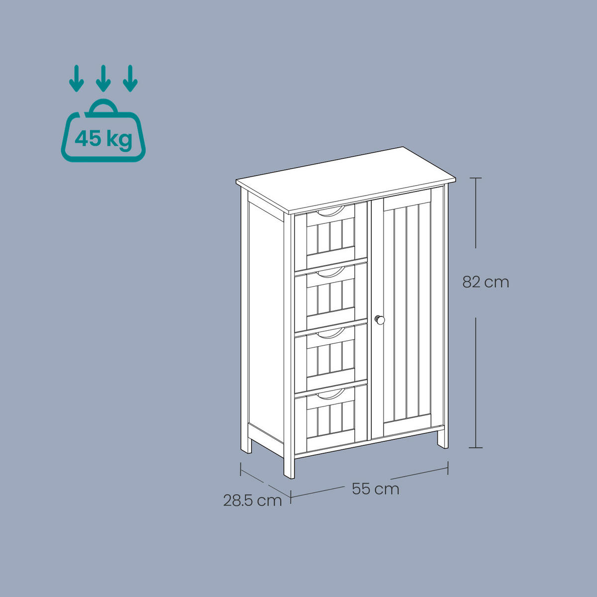 MIDISCHRANK 55/82/28.5 cm  - Grau, Trend, Holzwerkstoff (55/82/28.5cm) - MID.YOU