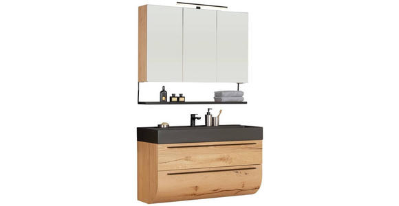 BADEZIMMER 120 cm  - Eichefarben/Schwarz, MODERN, Glas/Holz (120cm) - Dieter Knoll