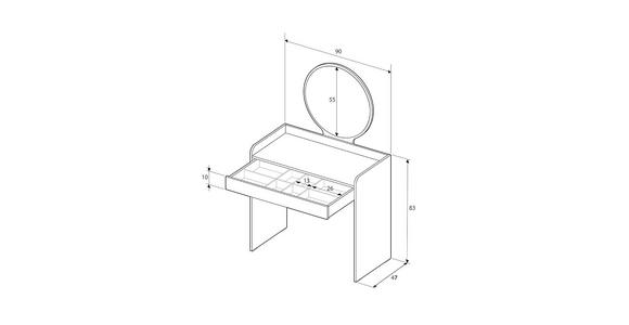 SCHMINKTISCH 90/47/142 cm, Weiß  - Weiß, Design, Glas/Holzwerkstoff (90/47/142cm) - Carryhome