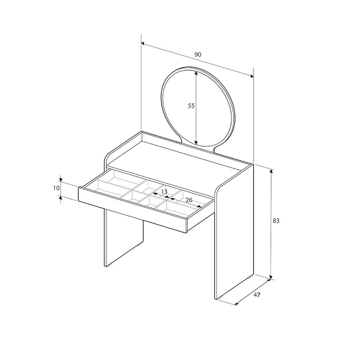 SCHMINKTISCH Weiß  - Weiß, Design, Glas/Holzwerkstoff (90/47/142cm) - Carryhome