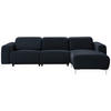 ECKSOFA Dunkelblau Echtleder  - Chromfarben/Dunkelblau, Design, Leder/Metall (292/177cm) - Pure Home Lifestyle
