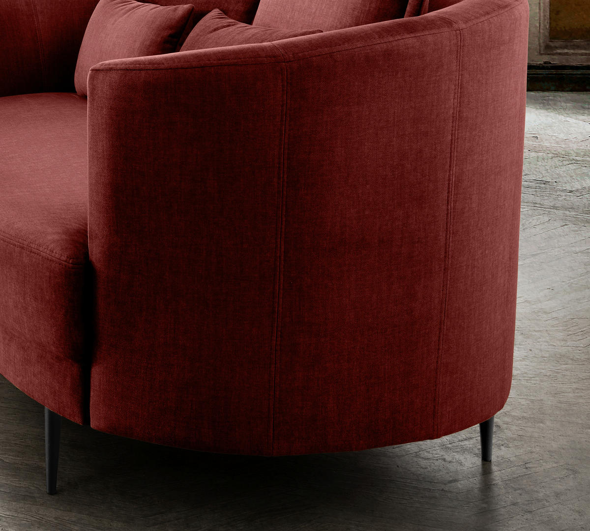 3-SITZER-SOFA in Velours Koralle  - Koralle/Schwarz, Modern, Textil/Metall (209/85/101cm) - Livetastic