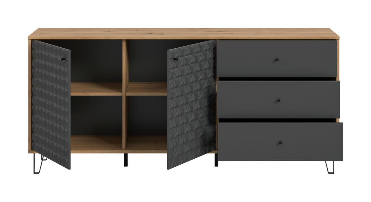 SIDEBOARD  in 170/76/40 cm  - Anthrazit/Schwarz, Design, Holzwerkstoff/Kunststoff (170/76/40cm) - Livetastic