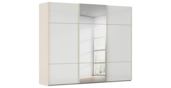 SCHWEBETÜRENSCHRANK 301/223/68 cm 3-türig Weiß, Champagner - Champagner/Weiß, KONVENTIONELL, Glas/Holzwerkstoff (301/223/68cm) - Novel