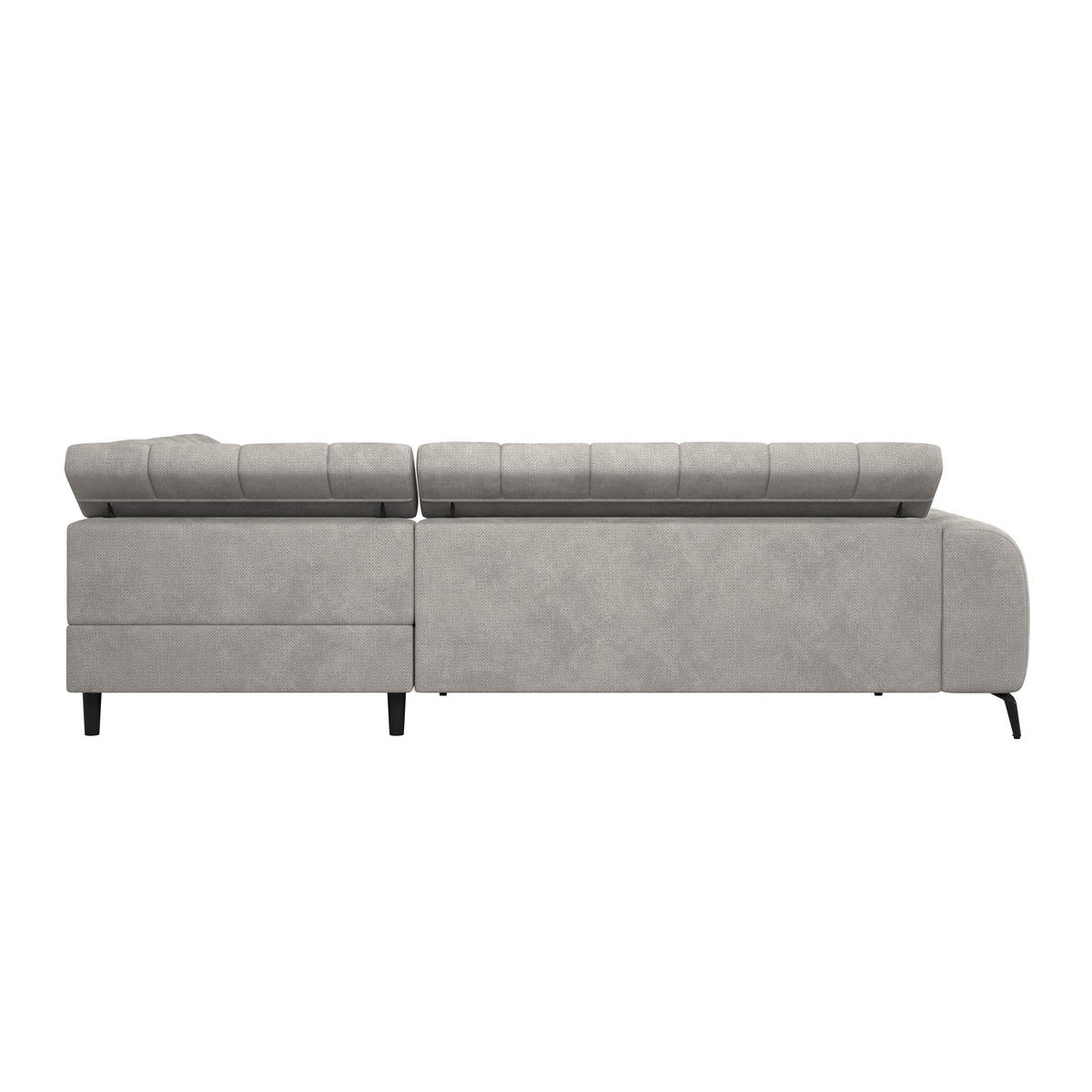 ECKSOFA VOLF Hellgrau Flachgewebe Bettkasten, Kopfteilverstellung  - Hellgrau/Schwarz, Trend, Kunststoff/Textil (261/203cm) - Livetastic