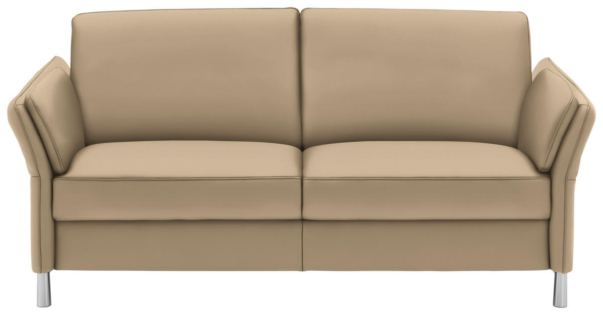 2,5-SITZER Echtleder Beige  - Beige/Alufarben, Design, Leder/Metall (164/82/99cm) - Dieter Knoll