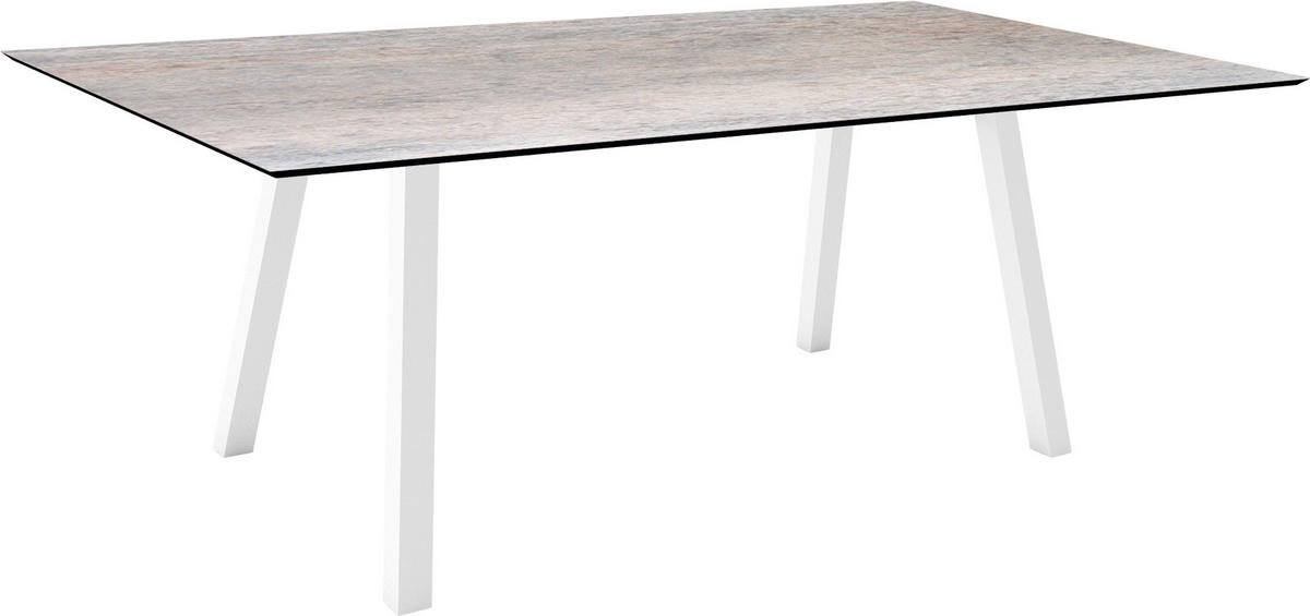 GARTENTISCH Kunststoff Grau rechteckig  - Weiß/Grau, MODERN, Kunststoff/Metall (180/100/75cm) - Stern